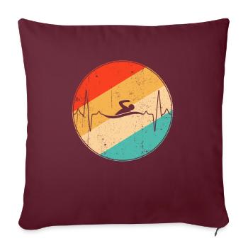 Natation Rétro Heartbeat - Housse de coussin décorative 45 x 45 cm - bordeaux - Devant