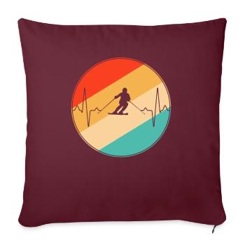 Ski Retro Herzschlag - Sofakissenbezug 45 x 45 cm - Burgunderrot - Vorne