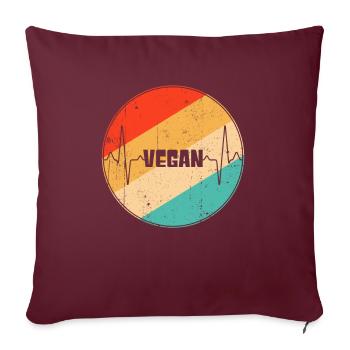 Rythme cardiaque rétro végétalien - Housse de coussin décorative 45 x 45 cm - bordeaux - Devant