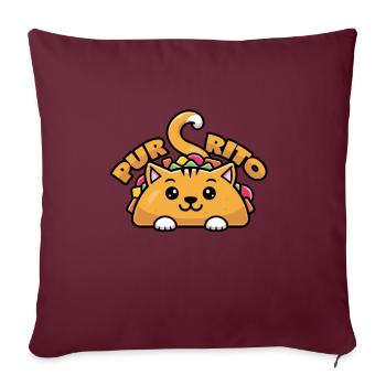 Jeu de mots sur le burrito pour chat - Purrito - Housse de coussin décorative 45 x 45 cm - bordeaux - Devant