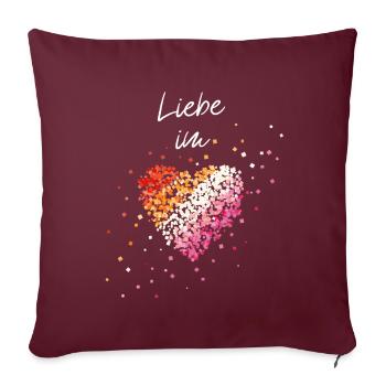 L’amour dans le cœur Lesbienne Lesbienne Lesbienne Gay - Housse de coussin décorative 45 x 45 cm - bordeaux - Devant