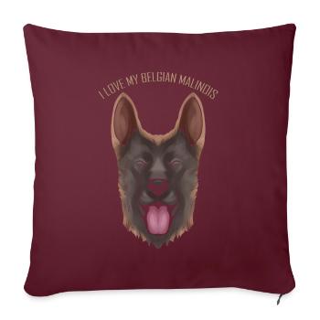 Dog Lover - J’aime mon malinois belge - Housse de coussin décorative 45 x 45 cm - bordeaux - Devant