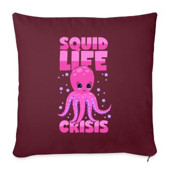 Calmar de la quarantaine-crise Poulpe Poulpe Calmar - Housse de coussin décorative 45 x 45 cm - bordeaux - Devant