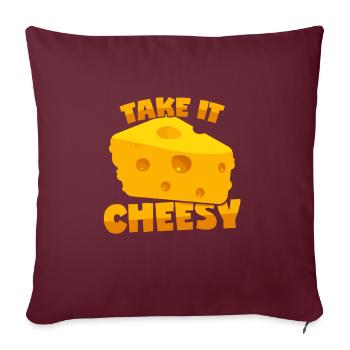 Fromage : « Take It Cheesy » - Housse de coussin décorative 45 x 45 cm - bordeaux - Devant