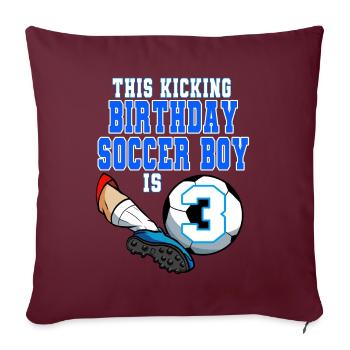 Dieser Fußballjunge ist Fußball zum 3. Geburtstag - Sofakissenbezug 45 x 45 cm - Burgunderrot - Vorne