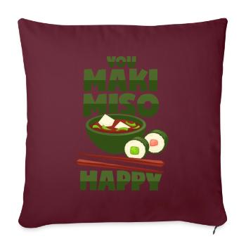 Maki & Miso - Japanisches Essen - Sofakissenbezug 45 x 45 cm - Burgunderrot - Vorne