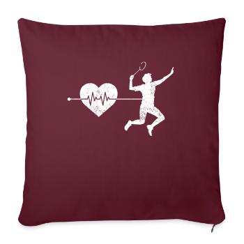 Battement de cœur de badminton - Housse de coussin décorative 45 x 45 cm - bordeaux - Devant