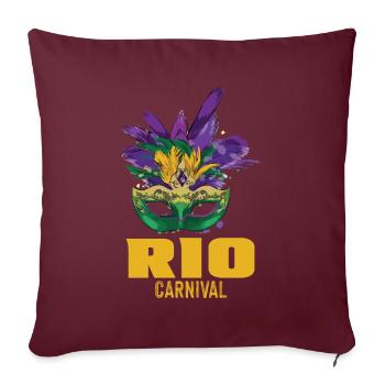 Masque de Carnaval Rio de Janeiro Célébration Brésil Karn - Housse de coussin décorative 45 x 45 cm - bordeaux - Devant