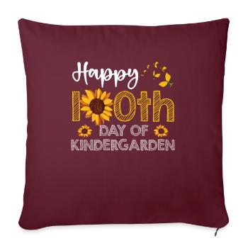 Joyeux 100e jour de maternelle enfant de maternelle - Housse de coussin décorative 45 x 45 cm - bordeaux - Devant