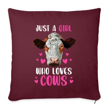 Juste une fille qui aime les vaches - Housse de coussin décorative 45 x 45 cm - bordeaux - Devant