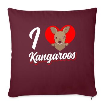 J’aime les kangourous amoureux des animaux kangourou - Housse de coussin décorative 45 x 45 cm - bordeaux - Devant