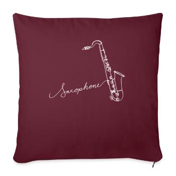 Saxophone Oneline Art - Musicien de saxophone - Housse de coussin décorative 45 x 45 cm - bordeaux - Devant