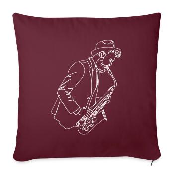 Saxophone Oneline Art - Musicien de saxophone - Housse de coussin décorative 45 x 45 cm - bordeaux - Devant