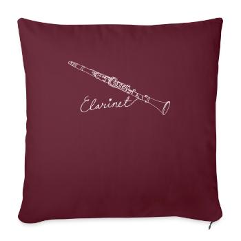 Clarinette Oneline Art - Clarinette Clarinettiste - Housse de coussin décorative 45 x 45 cm - bordeaux - Devant
