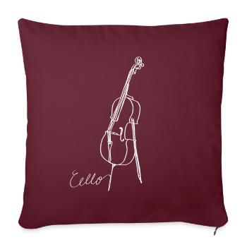Cello Oneline Art - Musicien de violoncelle Violoncelliste - Housse de coussin décorative 45 x 45 cm - bordeaux - Devant