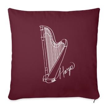 Harpe Oneline Art - Harpe Musicien Harpe - Housse de coussin décorative 45 x 45 cm - bordeaux - Devant