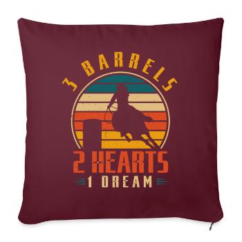 3 Barrels 2 Hearts 1 Dream - Sofakissenbezug 45 x 45 cm - Burgunderrot - Vorne