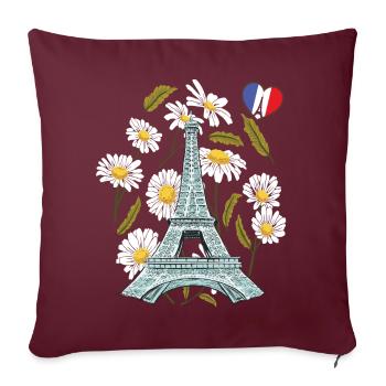 Tour Eiffel en automne Paris souvenir automne en Fran - Housse de coussin décorative 45 x 45 cm - bordeaux - Devant