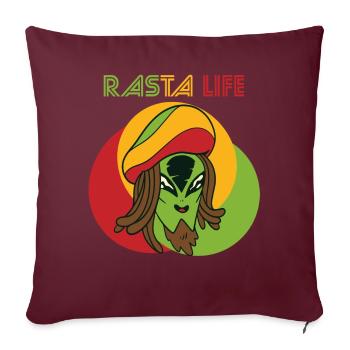 Reggae Herz Alien Rasta Jamaika Souvenir Rastafari - Sofakissenbezug 45 x 45 cm - Burgunderrot - Vorne