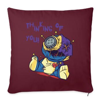En pensant à toi Poupée Vaudou Sorcière d’Halloween effrayante - Housse de coussin décorative 45 x 45 cm - bordeaux - Devant