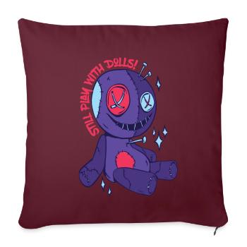 Jeu vaudou avec des poupées Sorcières effrayantes d’Halloween - Housse de coussin décorative 45 x 45 cm - bordeaux - Devant