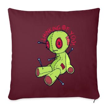 Voodoo Puppe Hexerei Ich denke an dich! Gruseliges - Sofakissenbezug 45 x 45 cm - Burgunderrot - Vorne