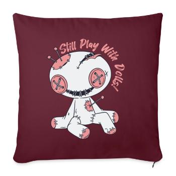 Poupée vaudou effrayante jouant avec des poupées Sorcellerie - Housse de coussin décorative 45 x 45 cm - bordeaux - Devant