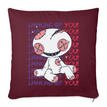 Poupée vaudou effrayante qui pense à vous sorcellerie - Housse de coussin décorative 45 x 45 cm - bordeaux - Devant