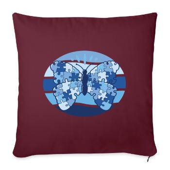 Patchwork Papillon Fleurs Papillons Herbe - Housse de coussin décorative 45 x 45 cm - bordeaux - Devant