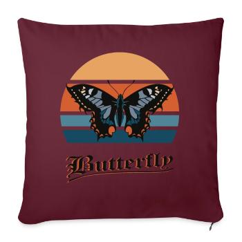 Papillon Rétro Les papillons aiment l’automne - Housse de coussin décorative 45 x 45 cm - bordeaux - Devant