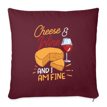 Fromage et vin et je suis un amoureux de l’amour - Housse de coussin décorative 45 x 45 cm - bordeaux - Devant