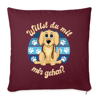 Le chiot Labrador Golden Retriever veut l’accompagner - Housse de coussin décorative 45 x 45 cm - bordeaux - Devant