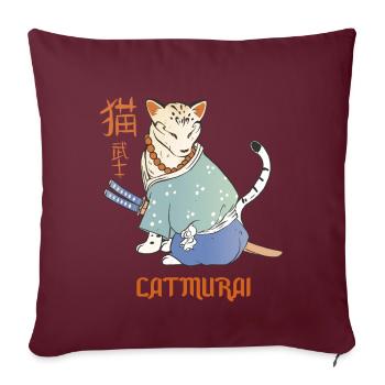 Katze Samurai Catmurai Japanischer Krieger Lustige - Sofakissenbezug 45 x 45 cm - Burgunderrot - Vorne