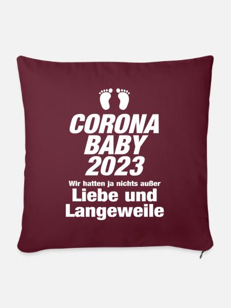 Corona Baby 2023 Schwanger Liebe Babyfüße Geschenk - Sofakissenbezug 45 x 45 cm - Burgunderrot