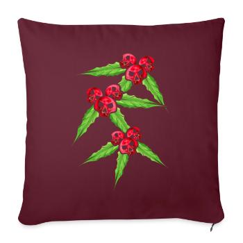 Gui avec crâne mistleberries pour un noir - Housse de coussin décorative 45 x 45 cm - bordeaux - Devant