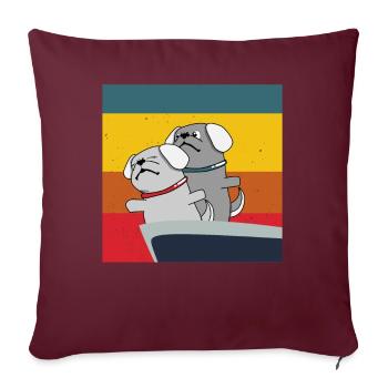 Chien mignon dans Titanic Pose Puppies - Housse de coussin décorative 45 x 45 cm - bordeaux - Devant