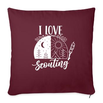 J’aime les scouts Camp de tentes Scoutisme familial - Housse de coussin décorative 45 x 45 cm - bordeaux - Devant