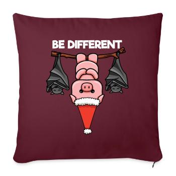 Soyez différent Porc Chauve-souris Père Noël - Housse de coussin décorative 45 x 45 cm - bordeaux - Devant