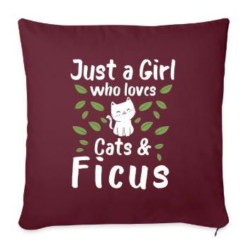Juste une fille qui aime les chats et les ficus - Housse de coussin décorative 45 x 45 cm - bordeaux - Devant