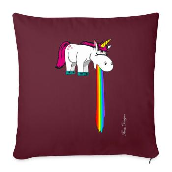 De jolies licornes vomissent dans l’arc-en-ciel de faisceau - Housse de coussin décorative 45 x 45 cm - bordeaux - Devant