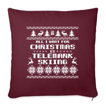 Noël Télémark Ski de randonnée Ski Free Heel - Housse de coussin décorative 45 x 45 cm - bordeaux - Devant