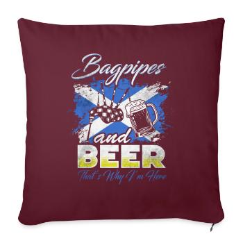 Scotland Bagpipes Bière - Housse de coussin décorative 45 x 45 cm - bordeaux - Devant