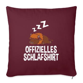 Offizielles Schlafshirt Ochse Büffel - Sofakissenbezug 45 x 45 cm - Burgunderrot - Vorne