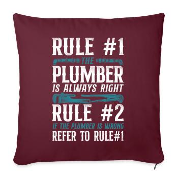 Plombier de plomberie Vintage Règle #1 - Housse de coussin décorative 45 x 45 cm - bordeaux - Devant