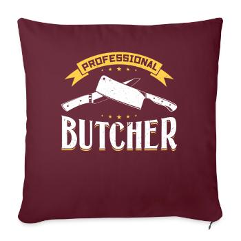 Boucher professionnel - Découpeur de viande - Housse de coussin décorative 45 x 45 cm - bordeaux - Devant