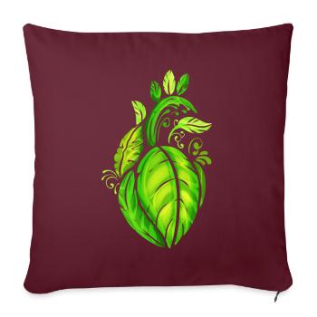Heart Of Green Leaves - Vegetarian - Go Vegan - Sofakissenbezug 45 x 45 cm - Burgunderrot - Vorne