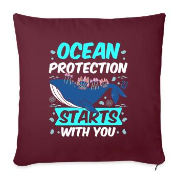 La protection des mers commence avec vous mer mer - Housse de coussin décorative 45 x 45 cm - bordeaux - Devant