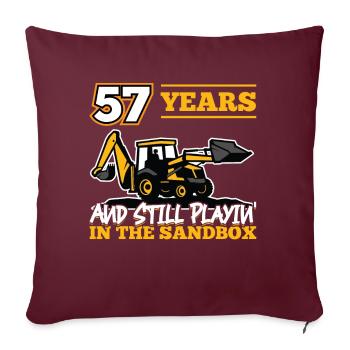57 ans - 57 ans - 57e anniversaire - excavatrice - Housse de coussin décorative 45 x 45 cm - bordeaux - Devant