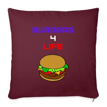 Burger Burgers 4 for Life USA Amerika Fast Food - Sofakissenbezug 45 x 45 cm - Burgunderrot - Vorne