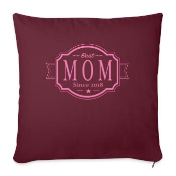 Meilleure maman depuis 2018 - Housse de coussin décorative 45 x 45 cm - bordeaux - Devant